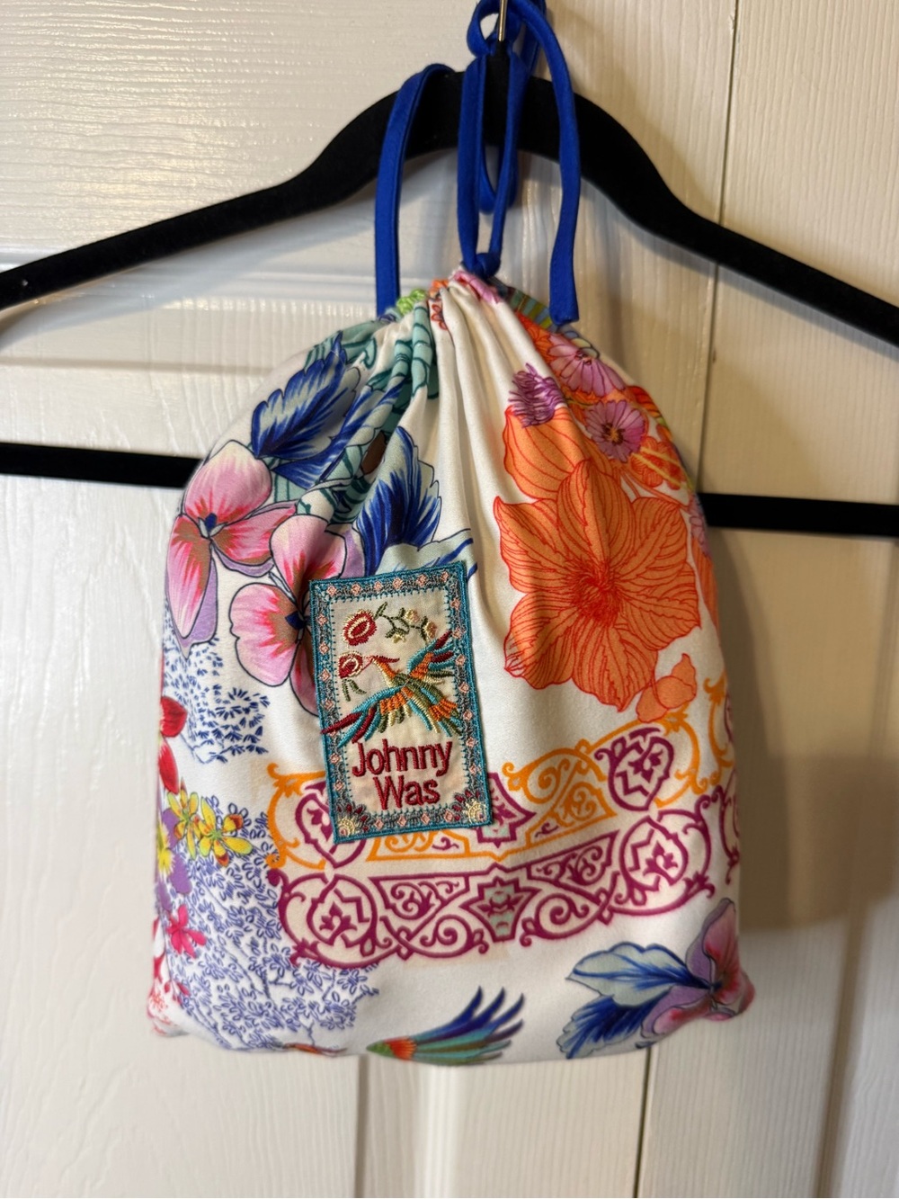 Johnny Was Floral Beach Towel with Storage Pouch